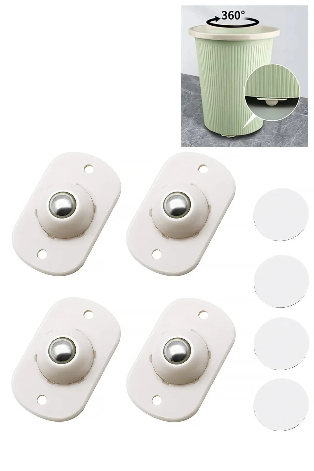 Egonex 4 Adet Pratik 360 Derece Döner Tekerlek Bilyeli Eşya Kaydırma Aparatı Yapışkanlı Mini Tekerlekler