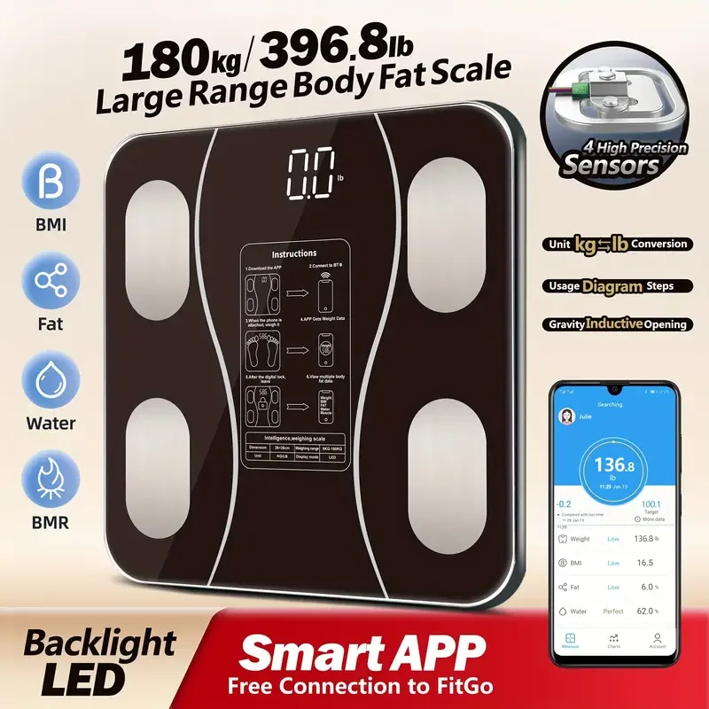 Egonex Siyah Akıllı Dijital Baskül FS&hellip;