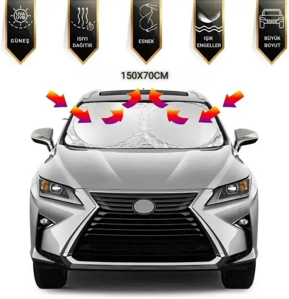 Katlanabilir 150x70 CM Araç Ön Cam Güneşlik Ön Cam Araç Perdesi Ara�&hellip;